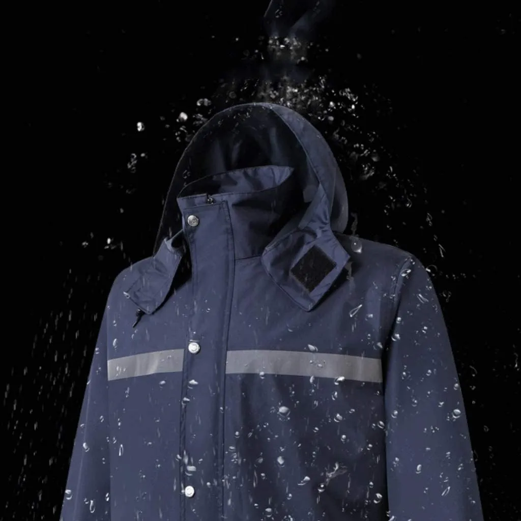 Reflective Gear, Rainproof Reflective Suit, Safety Jacket Navy Oxford Cloth Waterproof Breathable Outdoor Activity