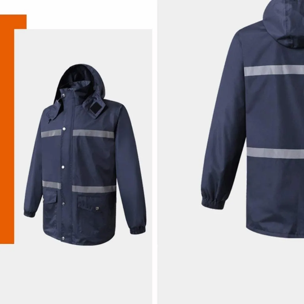 Reflective Gear, Rainproof Reflective Suit, Safety Jacket Navy Oxford Cloth Waterproof Breathable Outdoor Activity