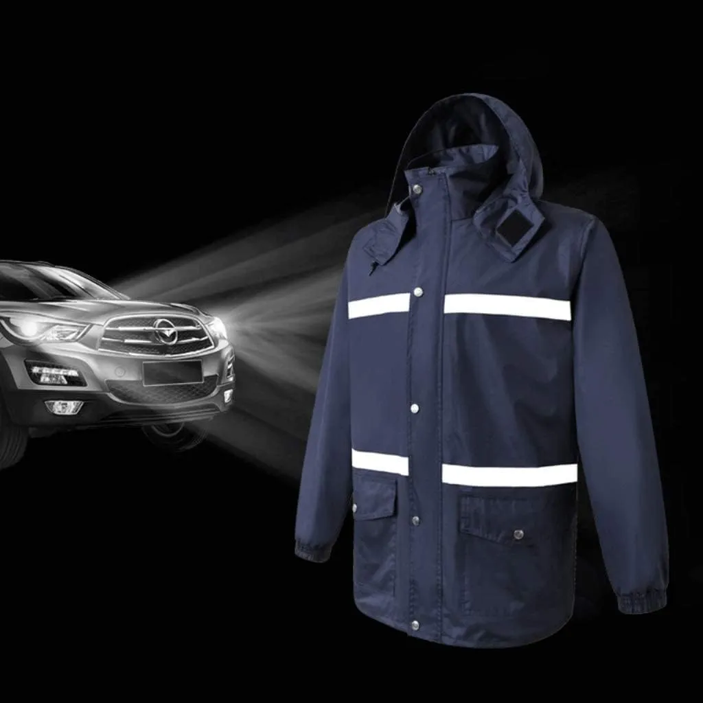Reflective Gear, Rainproof Reflective Suit, Safety Jacket Navy Oxford Cloth Waterproof Breathable Outdoor Activity