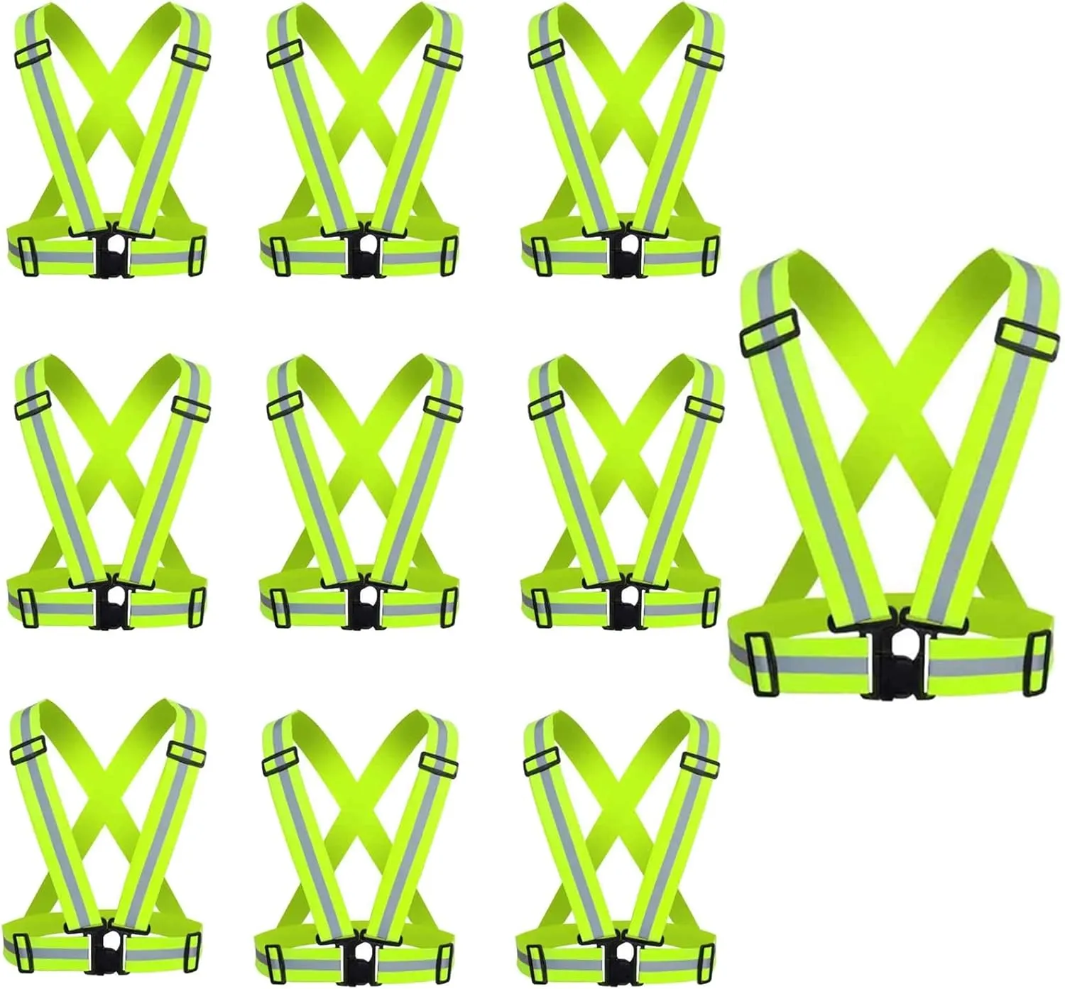 Reflective Safety Vest 2pcs - High Visibility Vest Adjustable Straps for Outdoor Jogging, Cycling, Walking and Riding