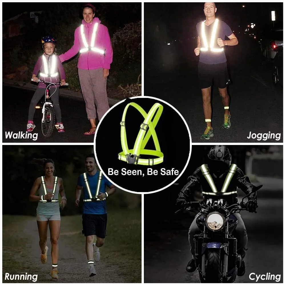 Reflective Safety Vest 2pcs - High Visibility Vest Adjustable Straps for Outdoor Jogging, Cycling, Walking and Riding