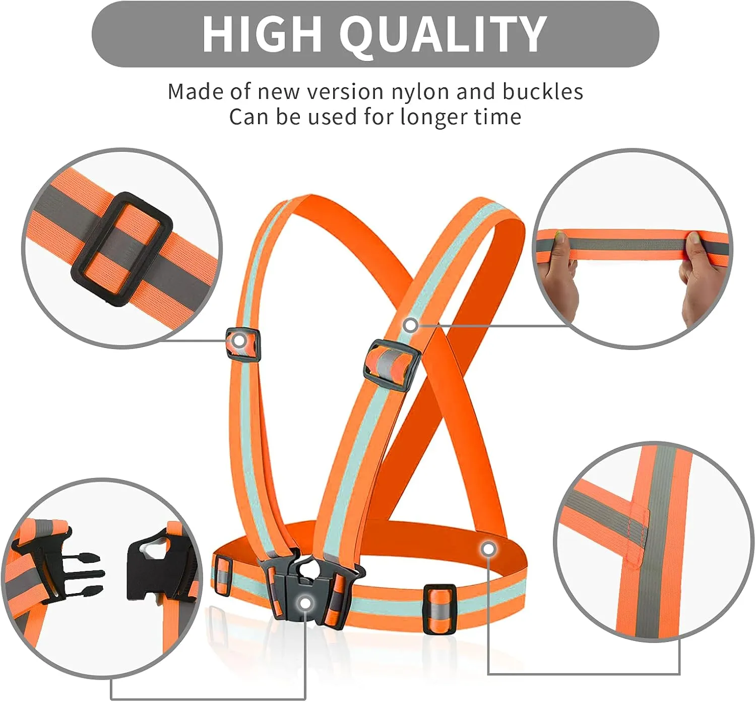 Reflective Vest - Running Vest Reflector, Reflective Running Vest with Safety Straps, High Visibility Reflector