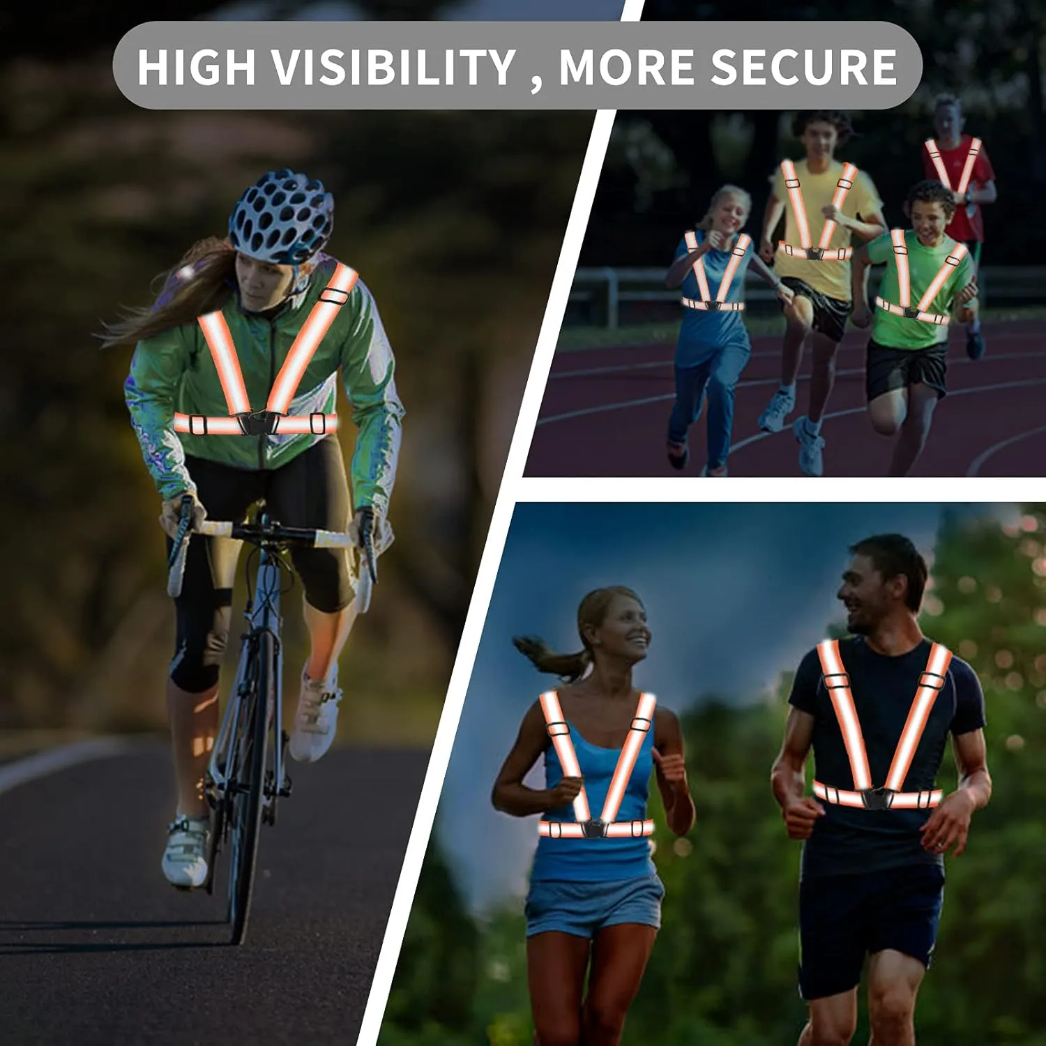 Reflective Vest - Running Vest Reflector, Reflective Running Vest with Safety Straps, High Visibility Reflector