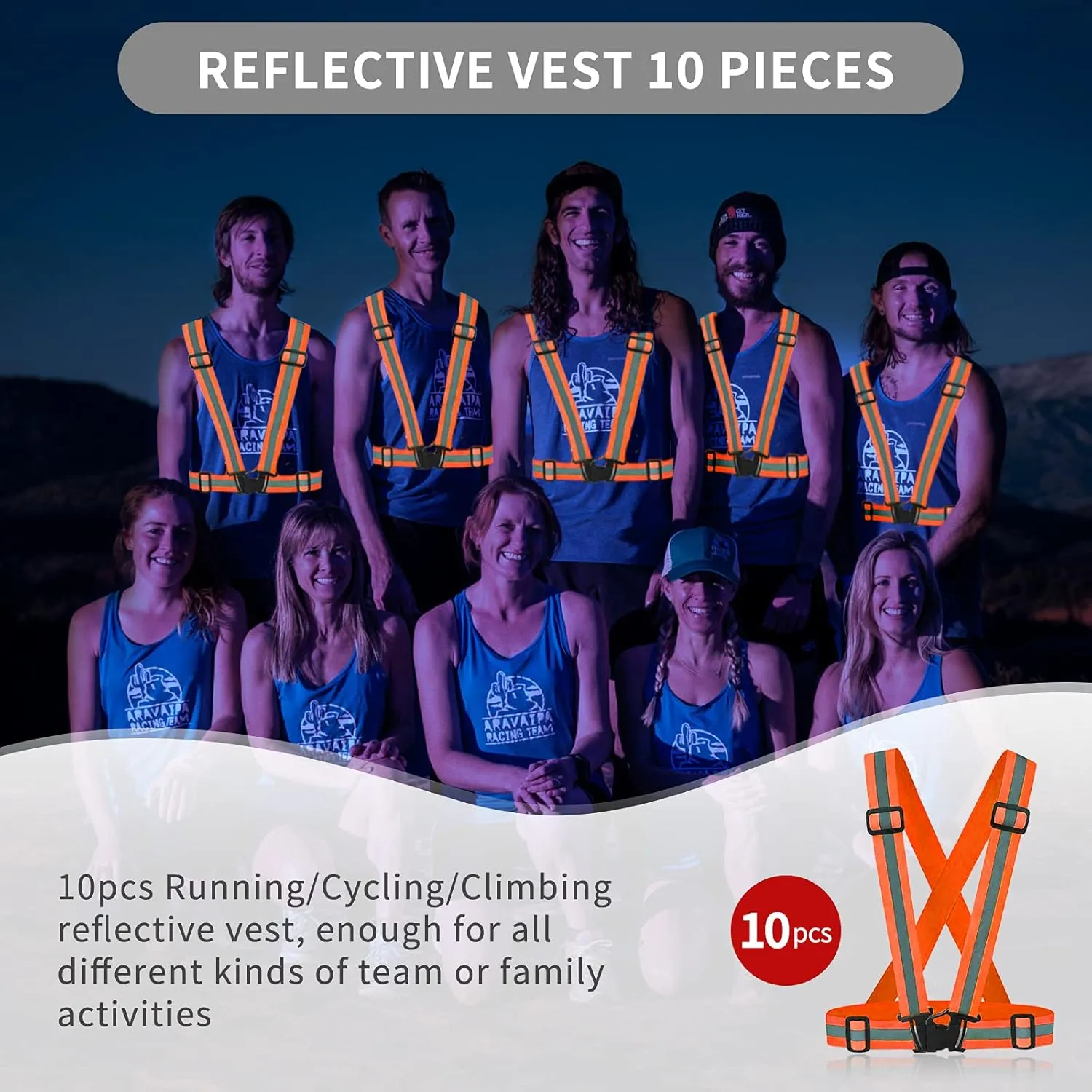 Reflective Vest - Running Vest Reflector, Reflective Running Vest with Safety Straps, High Visibility Reflector