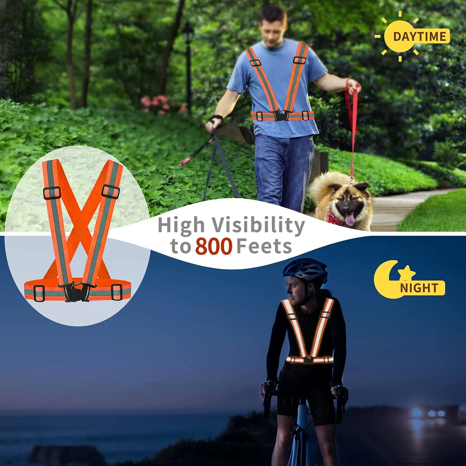 Reflective Vest - Running Vest Reflector, Reflective Running Vest with Safety Straps, High Visibility Reflector