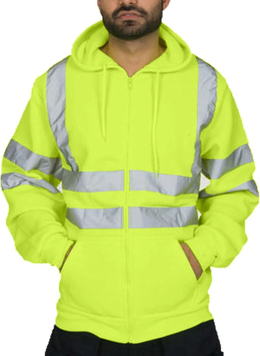 Reflective Work Shirts for Men Safety Sweatshirts Long Sleeve Construction Jackets Mens Hi Vis Hoodies Jacket