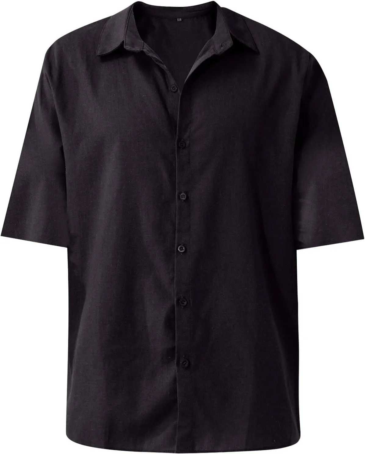 RTRDE Men's Short Sleeve Button Down Shirts Summer Casual Cotton Linen Solid Color Short Shirts Loose for Men, S-3XL