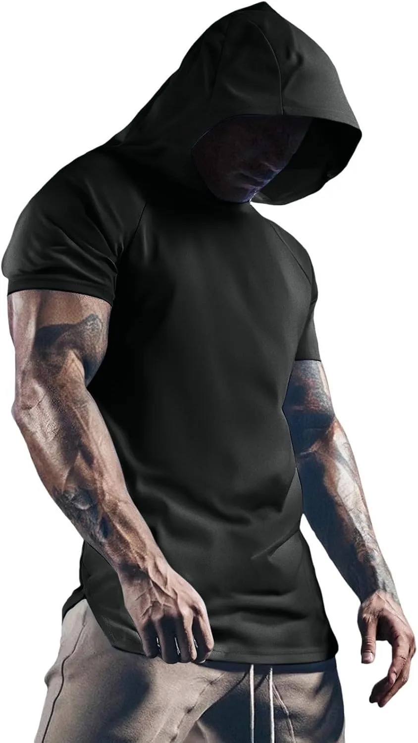 RTTUIOP Short Sleeve Hoodies For Men Moisture Wicking Shirts Quick Dry Shirts Workout Gym Tshirts Pullover Athletic Tees