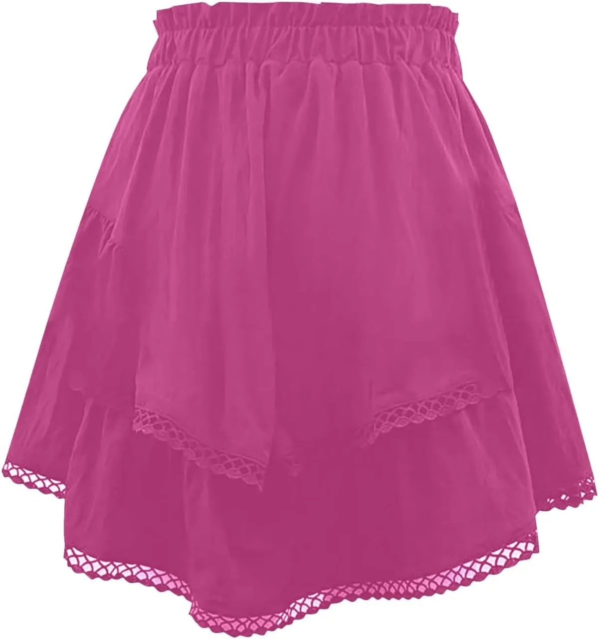 Ruffle Skorts for Women Boho Tiered Flowy Short Skirt, Stretchy Lined Layered Pleated Casual Beach Short Skirt
