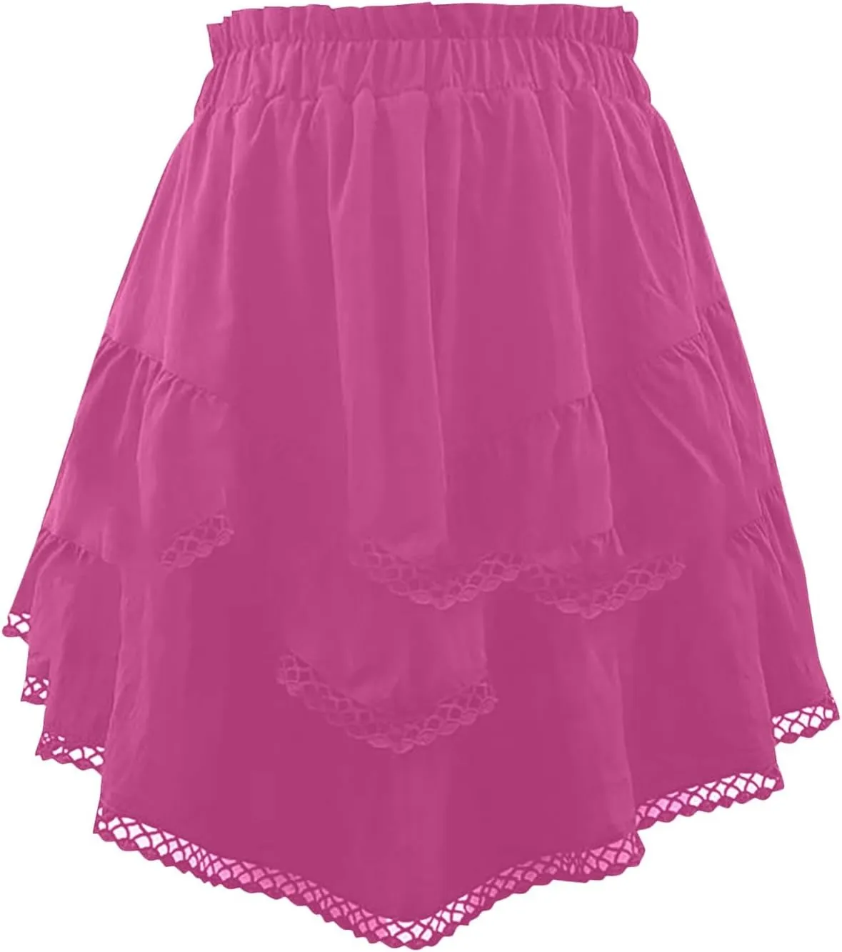 Ruffle Skorts for Women Boho Tiered Flowy Short Skirt, Stretchy Lined Layered Pleated Casual Beach Short Skirt