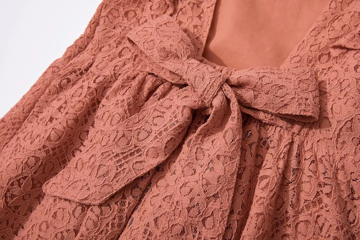 Rysly Toddler Girls Backless Flutter Sleeve Lace Party Dress Elastic Waist Bow Kid Casual Dresses