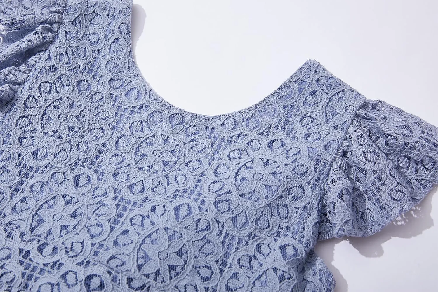 Rysly Toddler Girls Backless Flutter Sleeve Lace Party Dress Elastic Waist Bow Kid Casual Dresses