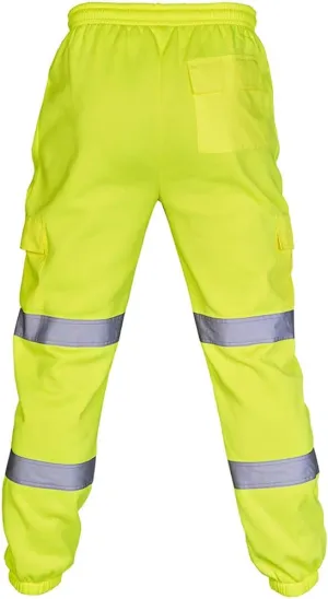 Safety Pants for Men Reflective High Visibility Cargo Pant Hi-Vis Workwear Work Trousers with Multiple Pockets