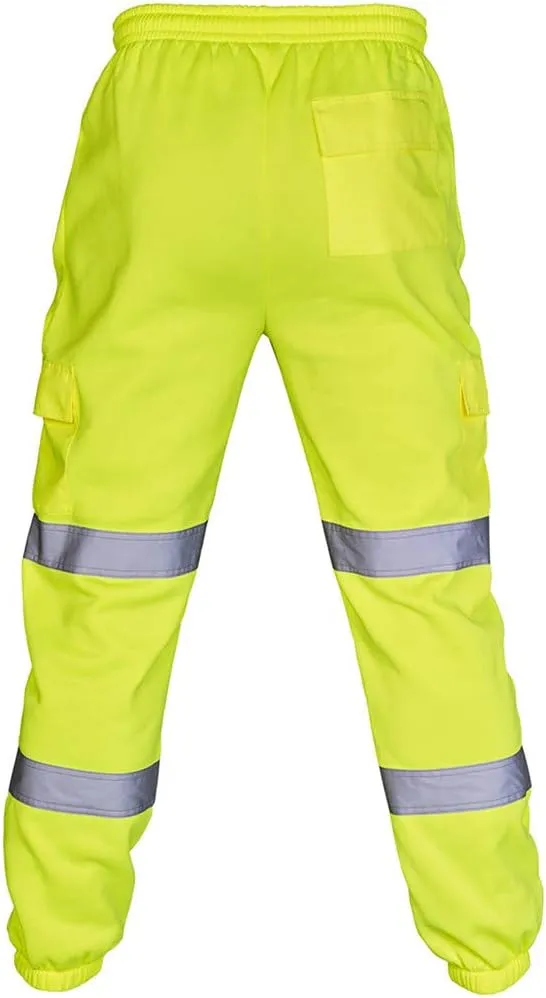 Safety Pants for Men Reflective High Visibility Cargo Pant Hi-Vis Workwear Work Trousers with Multiple Pockets