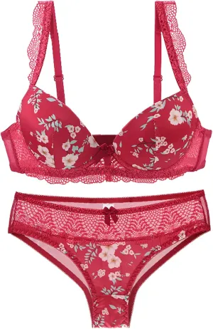 Sexy Bra and Panty Set Lingerie Set for Women 2 Piece Push Up Lace Bralette and Panty Set Floral Babydoll Sleepwear