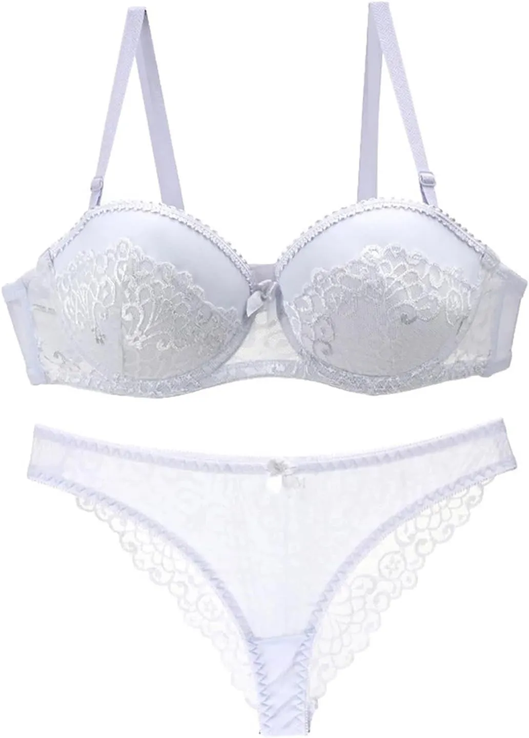 Sexy Lace Bra and Brief Set, Womens Lingerie Hollow Out Lace Pattern Underwear, Lace Bralette and Panty Set
