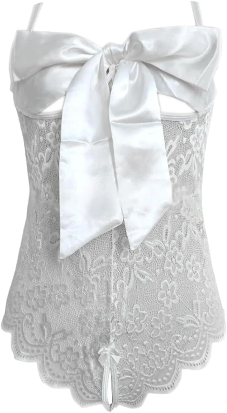 Sexy Lingerie for Women One Piece Bodysuit Lace Teddy Sheer Crotch V Neck Babydoll Underwear Bridal Wedding Lingerie