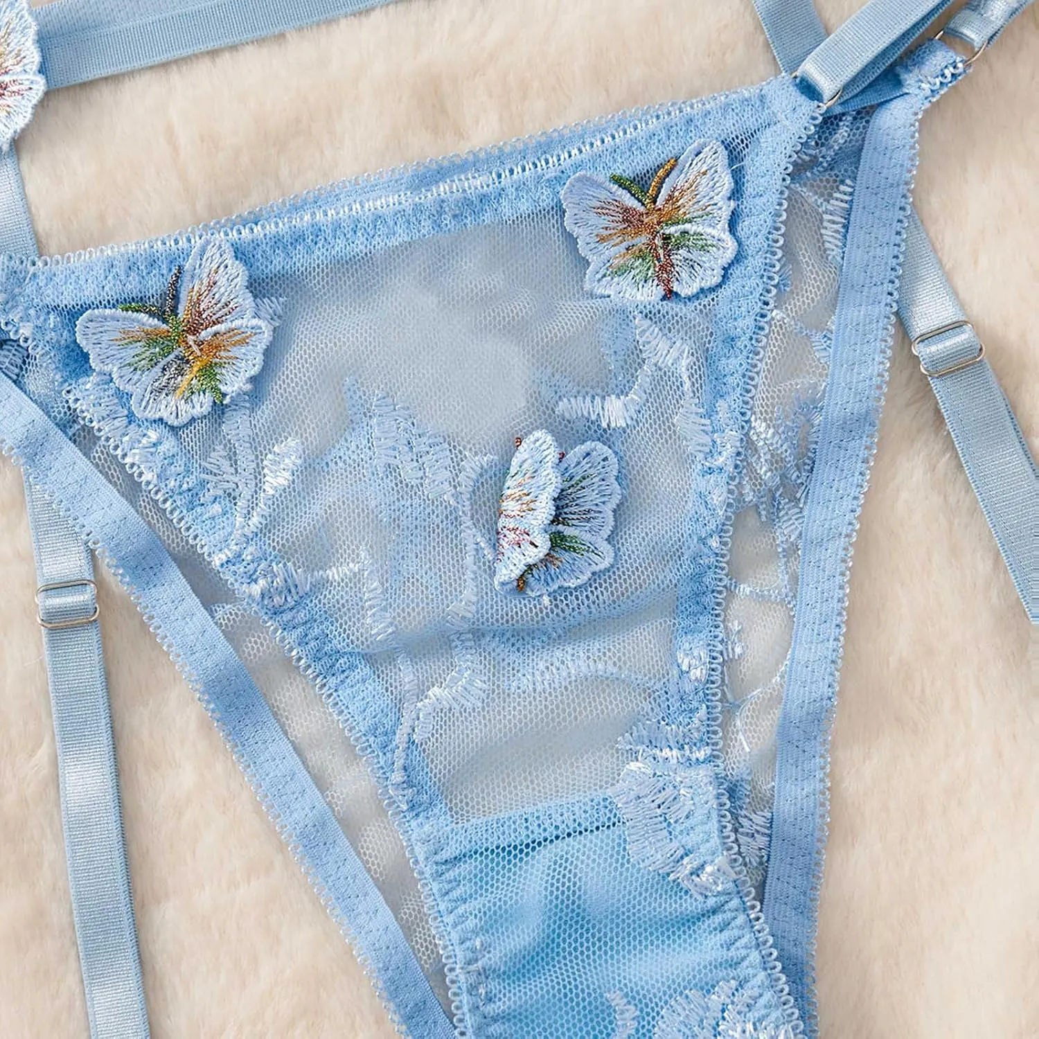 Sexy Lingerie Garter Set for Women Lace Bra and Panty Sets See Through Lingerie 2 Piece Sheer Bralette Set