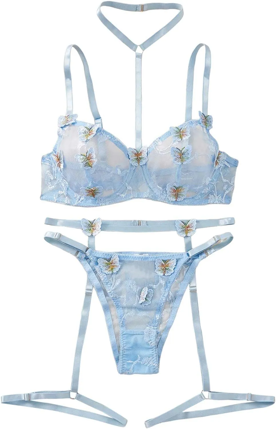 Sexy Lingerie Garter Set for Women Lace Bra and Panty Sets See Through Lingerie 2 Piece Sheer Bralette Set