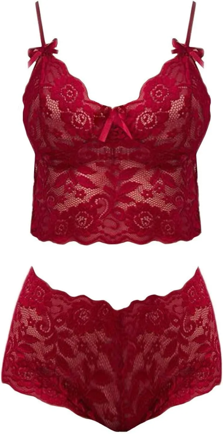 Sexy Lingerie Set for Women Floral Bralette Sheer Lace Bra and Panty 2 Piece Apparel Comfortable Elegant Design