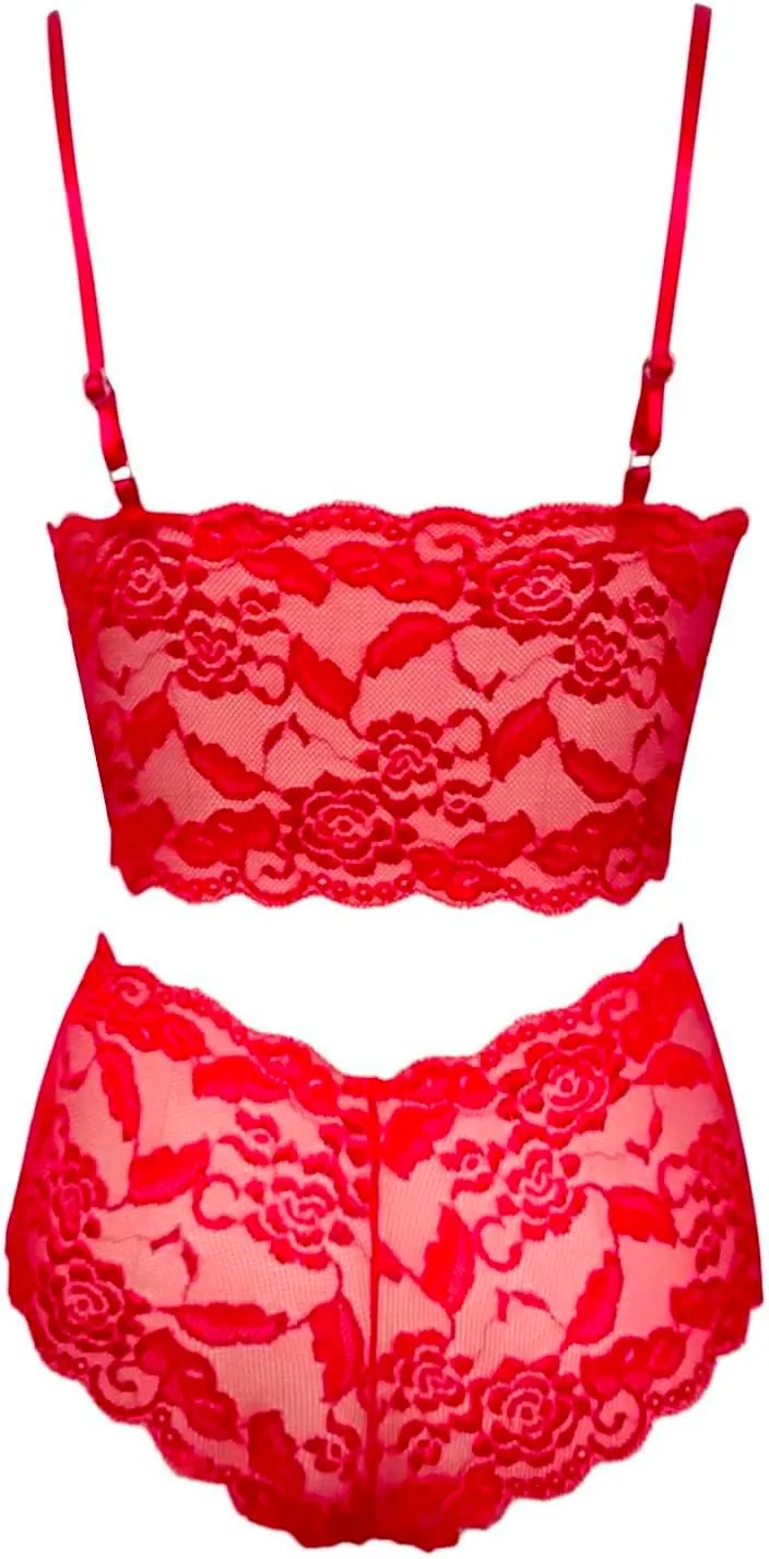 Sexy Lingerie Set for Women Floral Bralette Sheer Lace Bra and Panty Comfortable Elegant Design