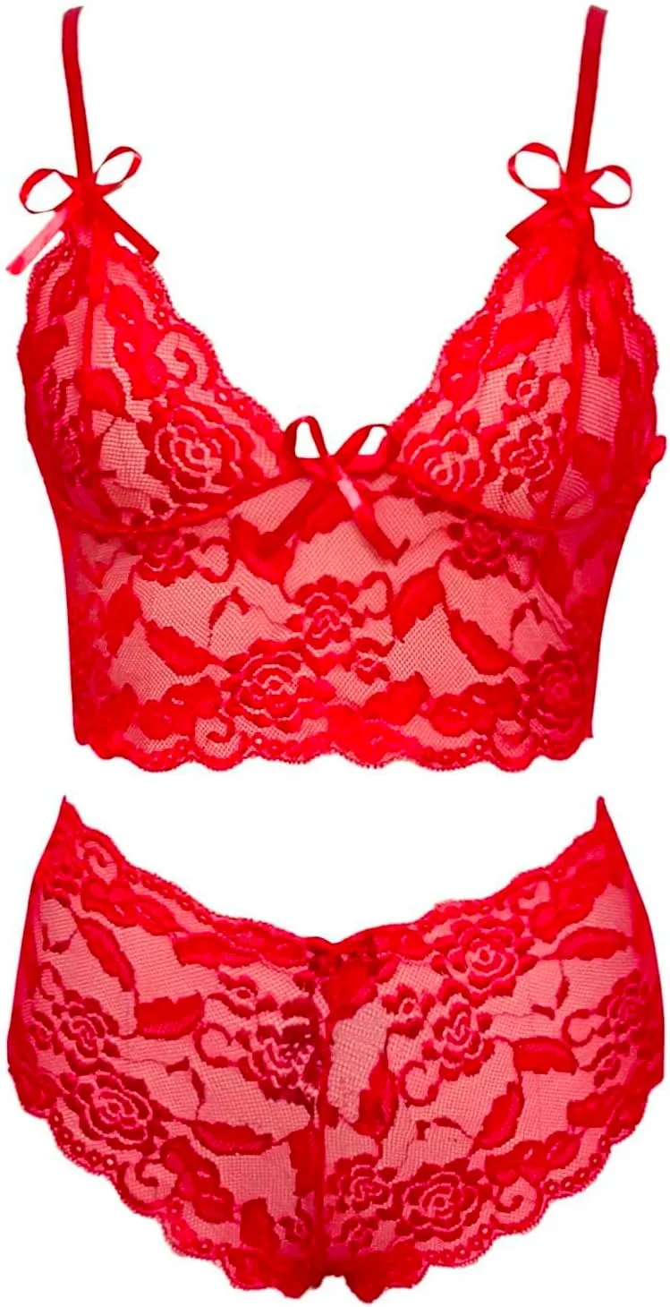 Sexy Lingerie Set for Women Floral Bralette Sheer Lace Bra and Panty Comfortable Elegant Design