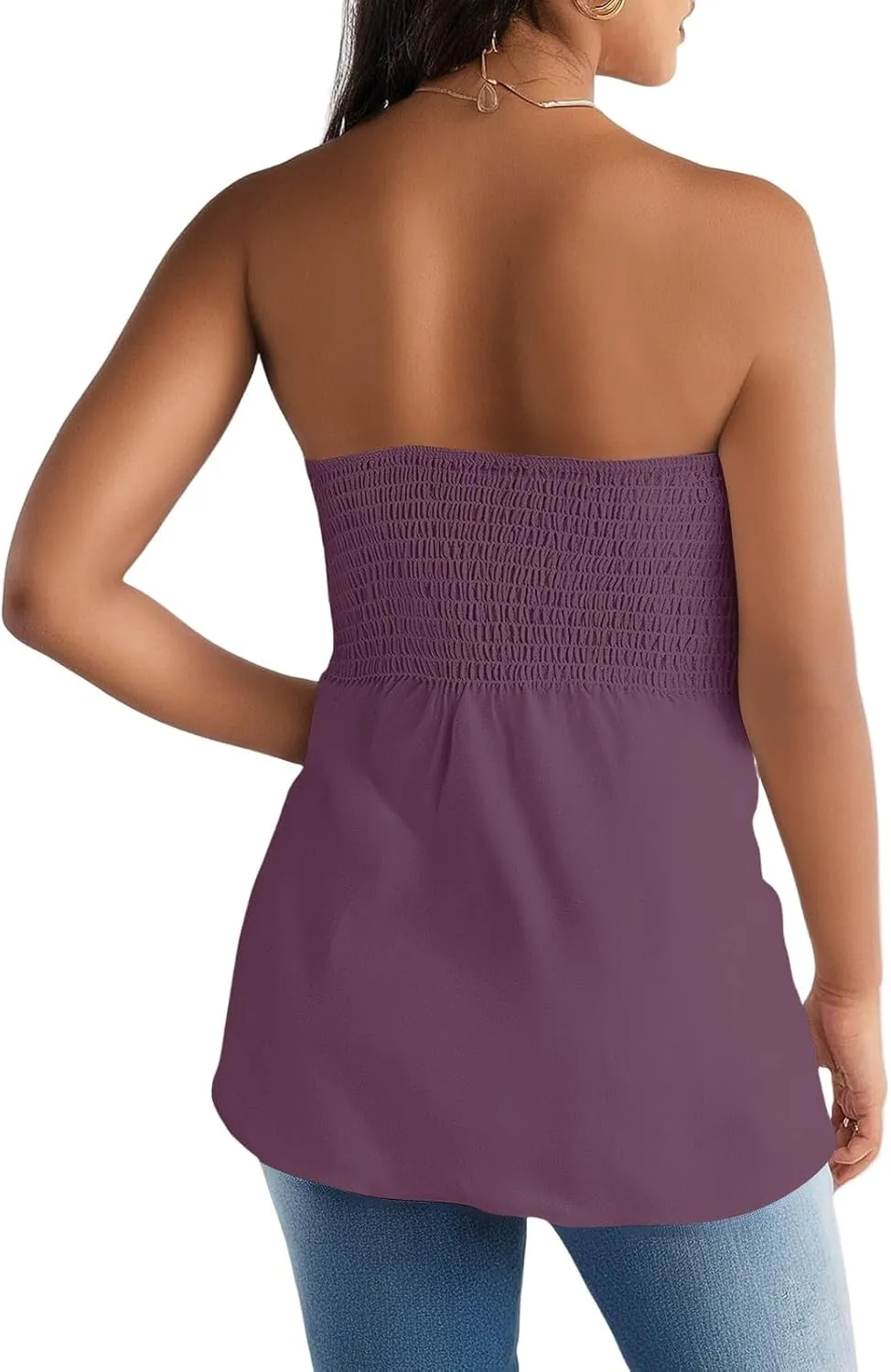 Sexy Tank Tops for Women Summer Strapless Tube Top Flare Hem Bandeau Backless Funny Shirts Holiday Sleeveless Blouse