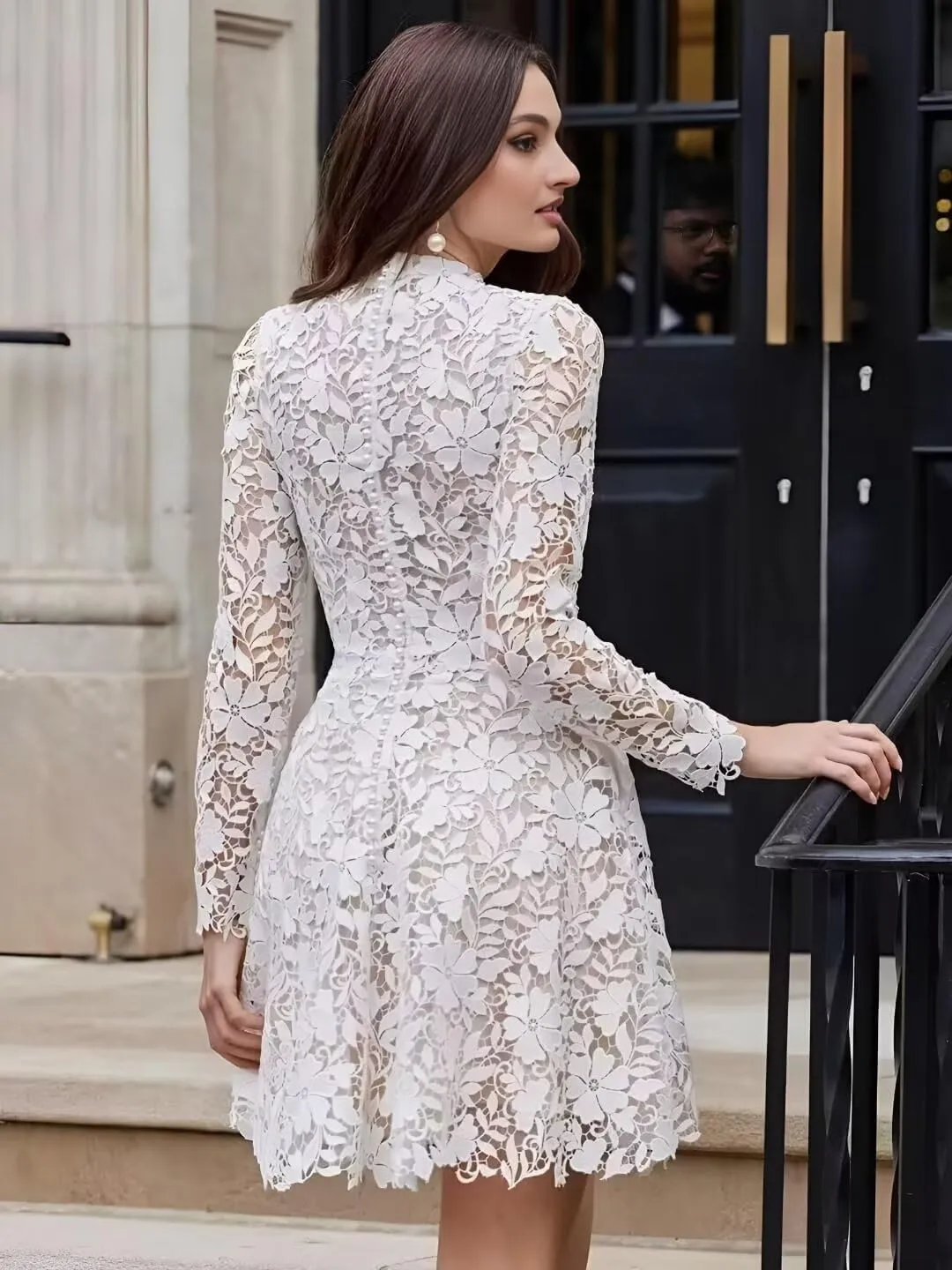 SHANDUAO Lace Short Wedding Dresses for Bride Strapless Lace Bridal Evening Party Gown