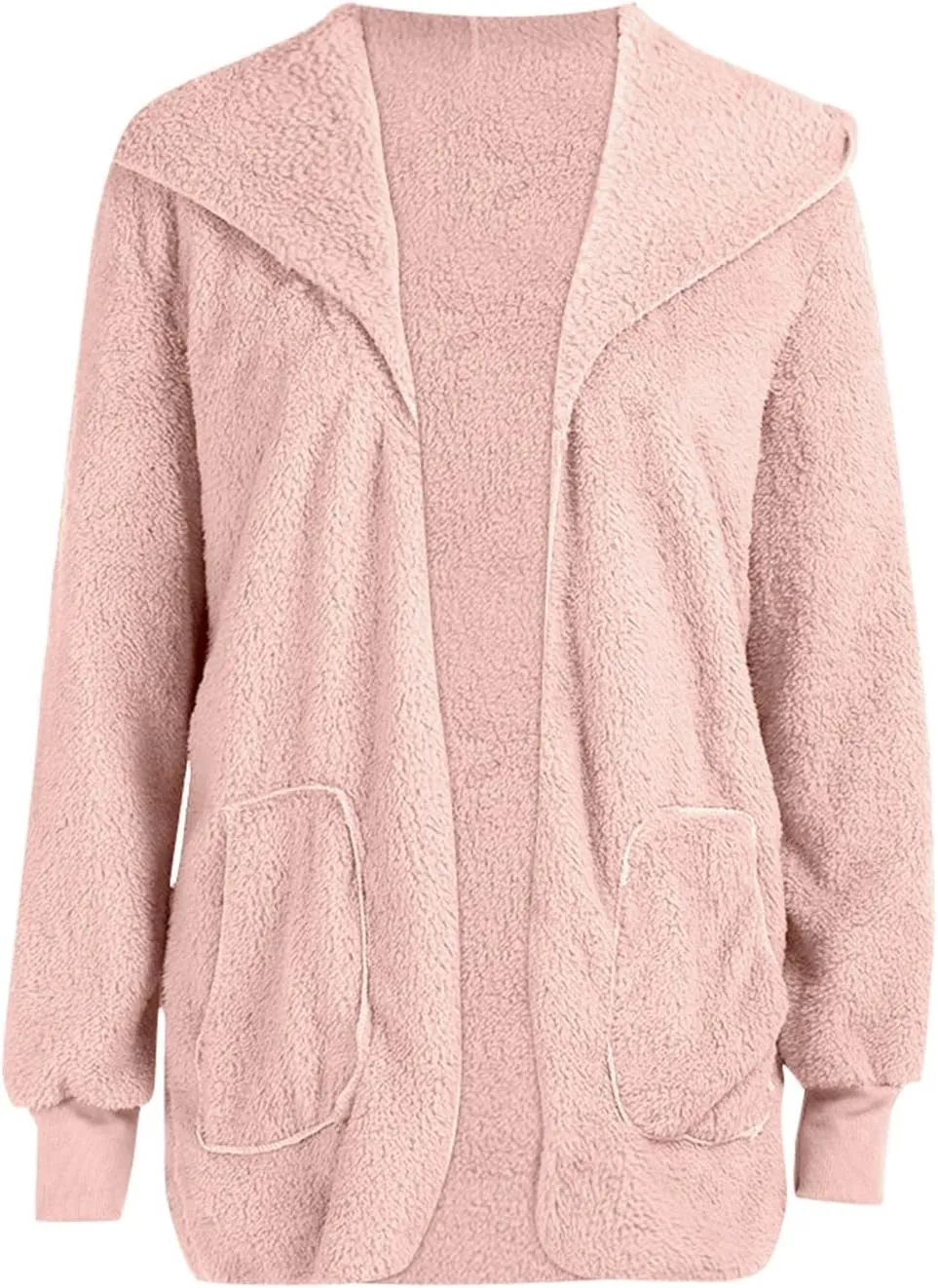 Sherpa Jacket Women Fuzzy Open Front Fleece Lined Jackets Soft Warm Hooded Cardigan Fleece Sweater Winter Coat
