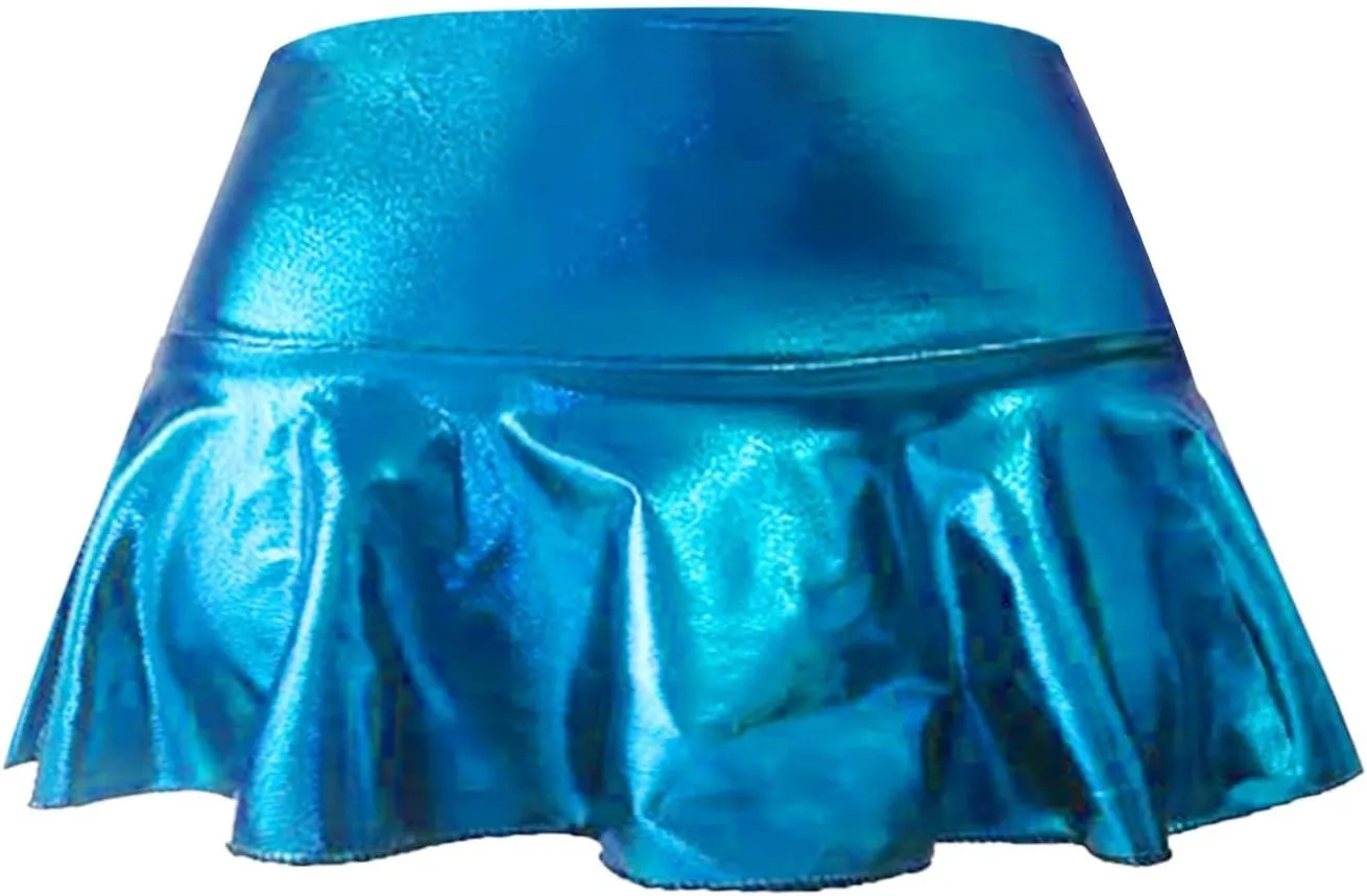 Short Mini Skirts for Women Trendy High Waisted Leather Pleated Solid Ruffle Skirt 1x Ladies Dresses