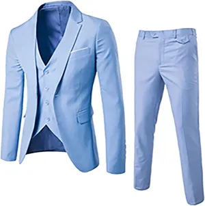 Sinzelimin Fashion Suit for Men's Blazer Dress Business Tuxedo Slim Fit One Button Coat Jacket & Pants&Vest 3-Piece Set