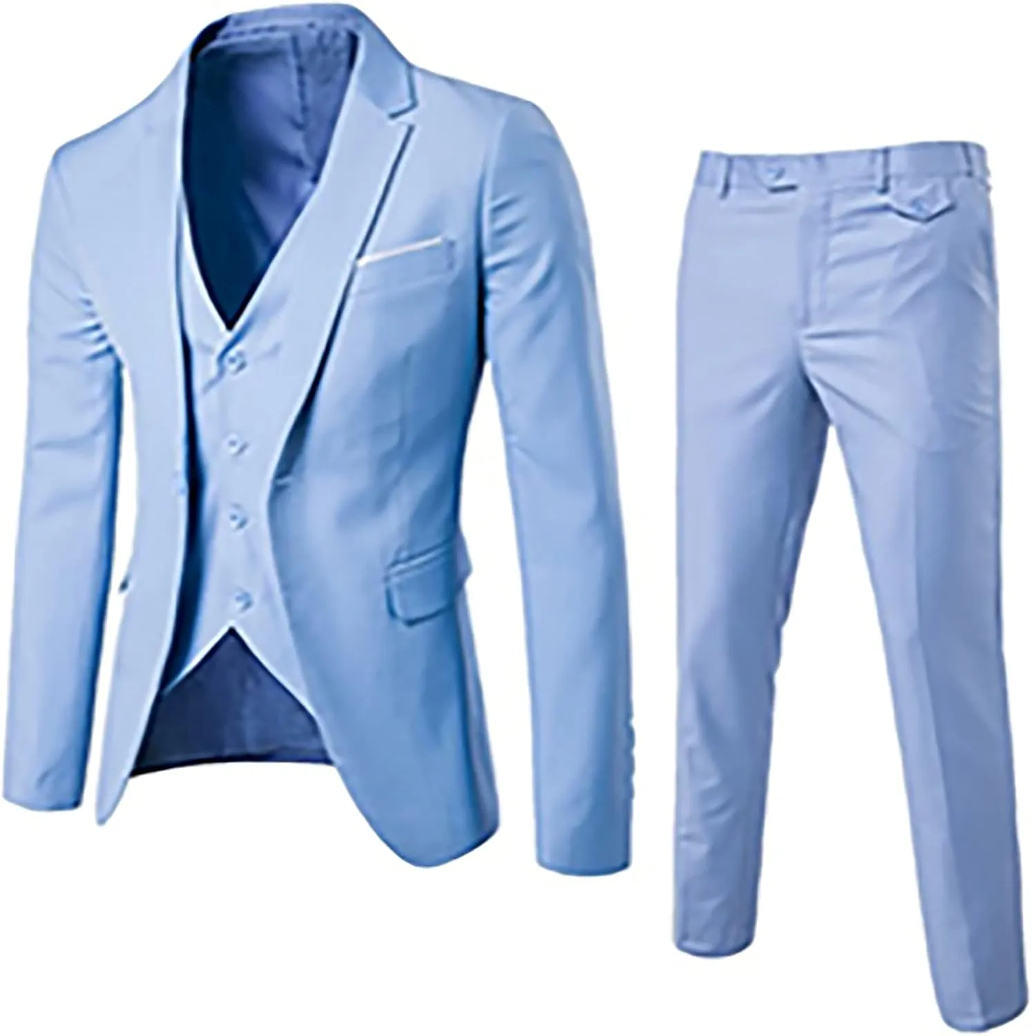 Sinzelimin Fashion Suit for Men's Blazer Dress Business Tuxedo Slim Fit One Button Coat Jacket & Pants&Vest 3-Piece Set