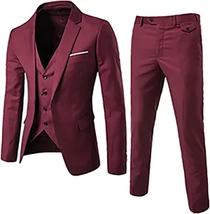 Sinzelimin Fashion Suit for Men's Blazer Dress Business Tuxedo Slim Fit One Button Coat Jacket & Pants&Vest 3-Piece Set