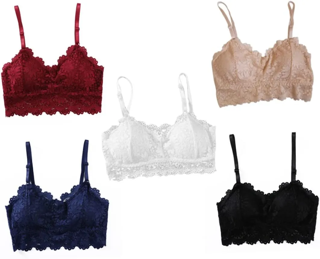SOIMISS Elegant Lace Bralettes for Women 5pcs Set Tank Top Seamless Underwear Set