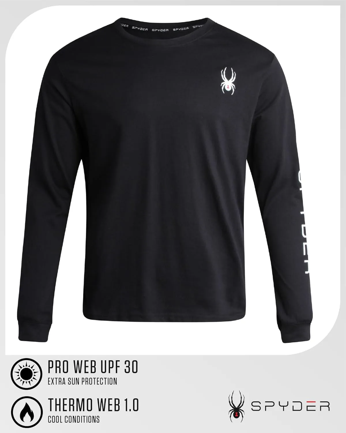 Spyder Men's Long Sleeve Tee Shirts - Mountain Top Printed Crewneck Graphic Tee - Casual Long Sleeve Shirts for Men (S-XXL)