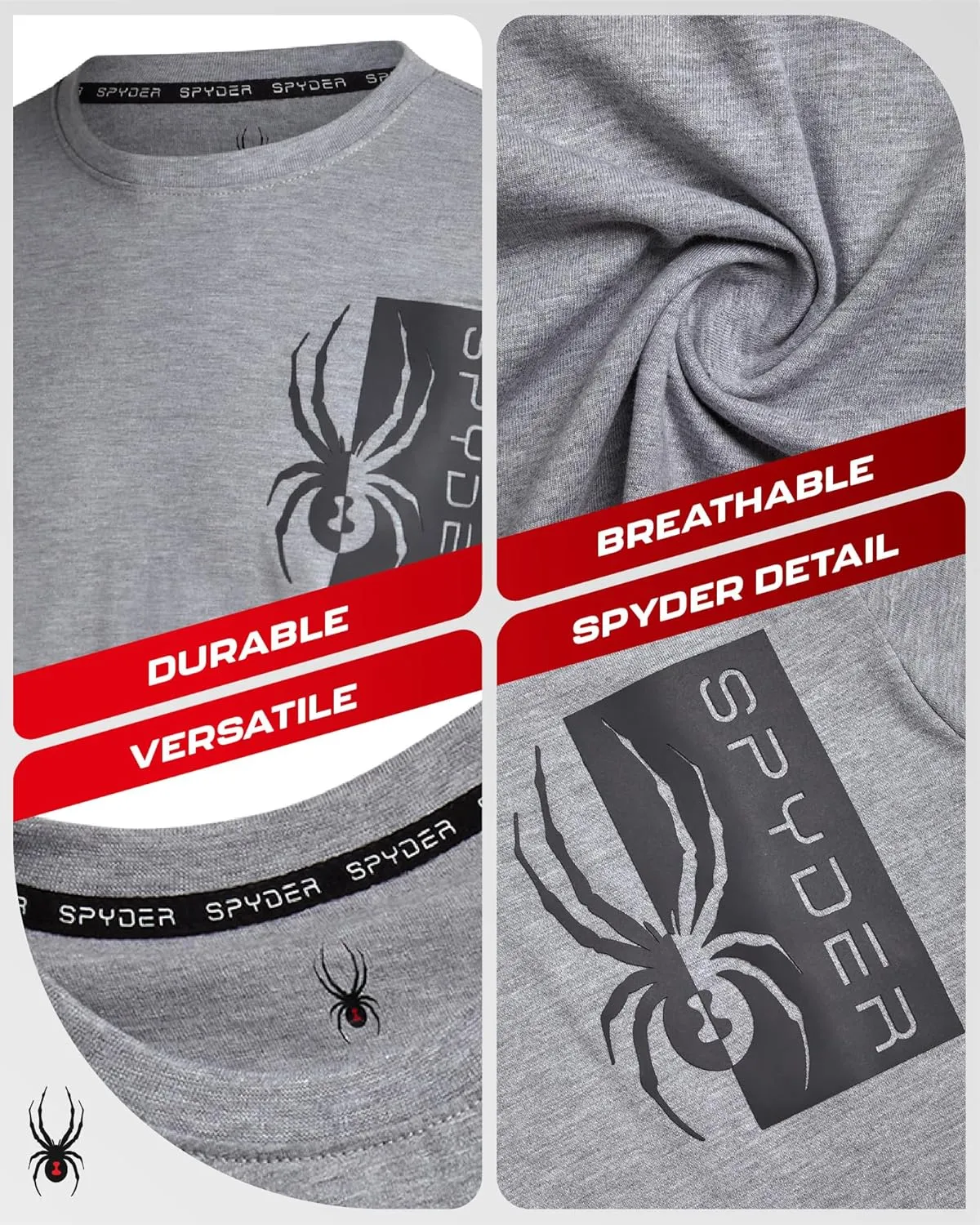 Spyder Men's Long Sleeve Tee Shirts - Mountain Top Printed Crewneck Graphic Tee - Casual Long Sleeve Shirts for Men (S-XXL)