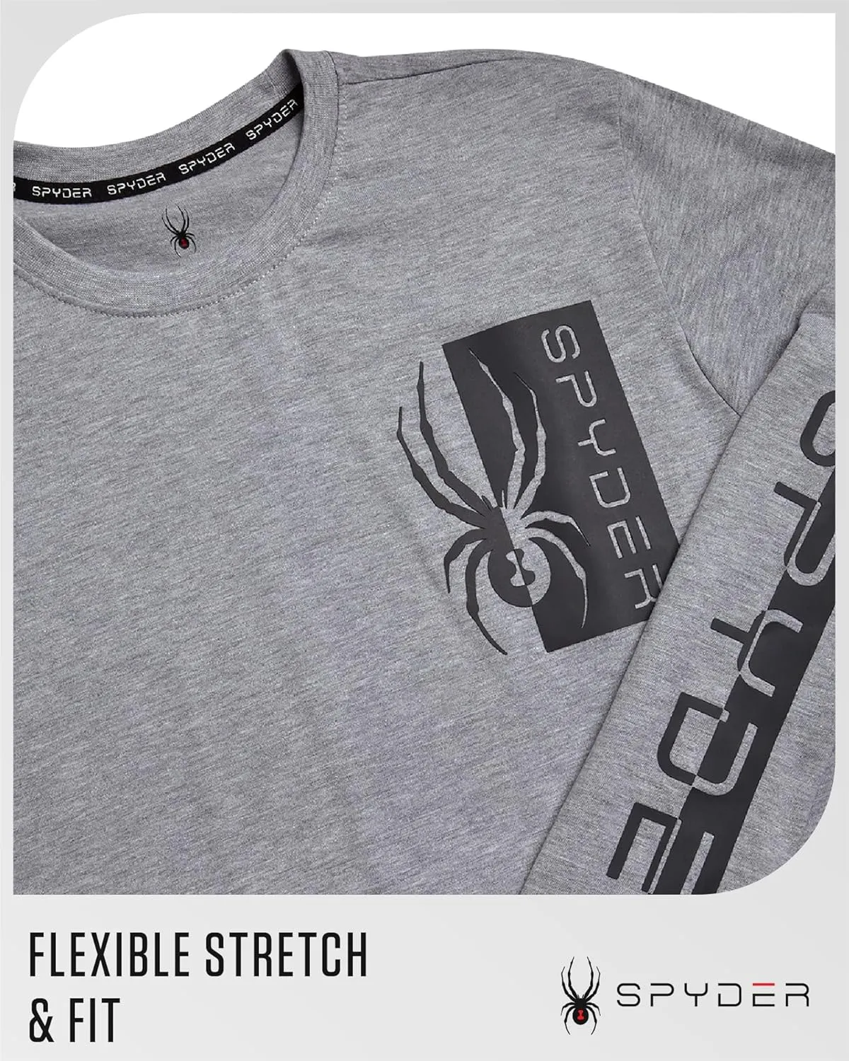 Spyder Men's Long Sleeve Tee Shirts - Mountain Top Printed Crewneck Graphic Tee - Casual Long Sleeve Shirts for Men (S-XXL)