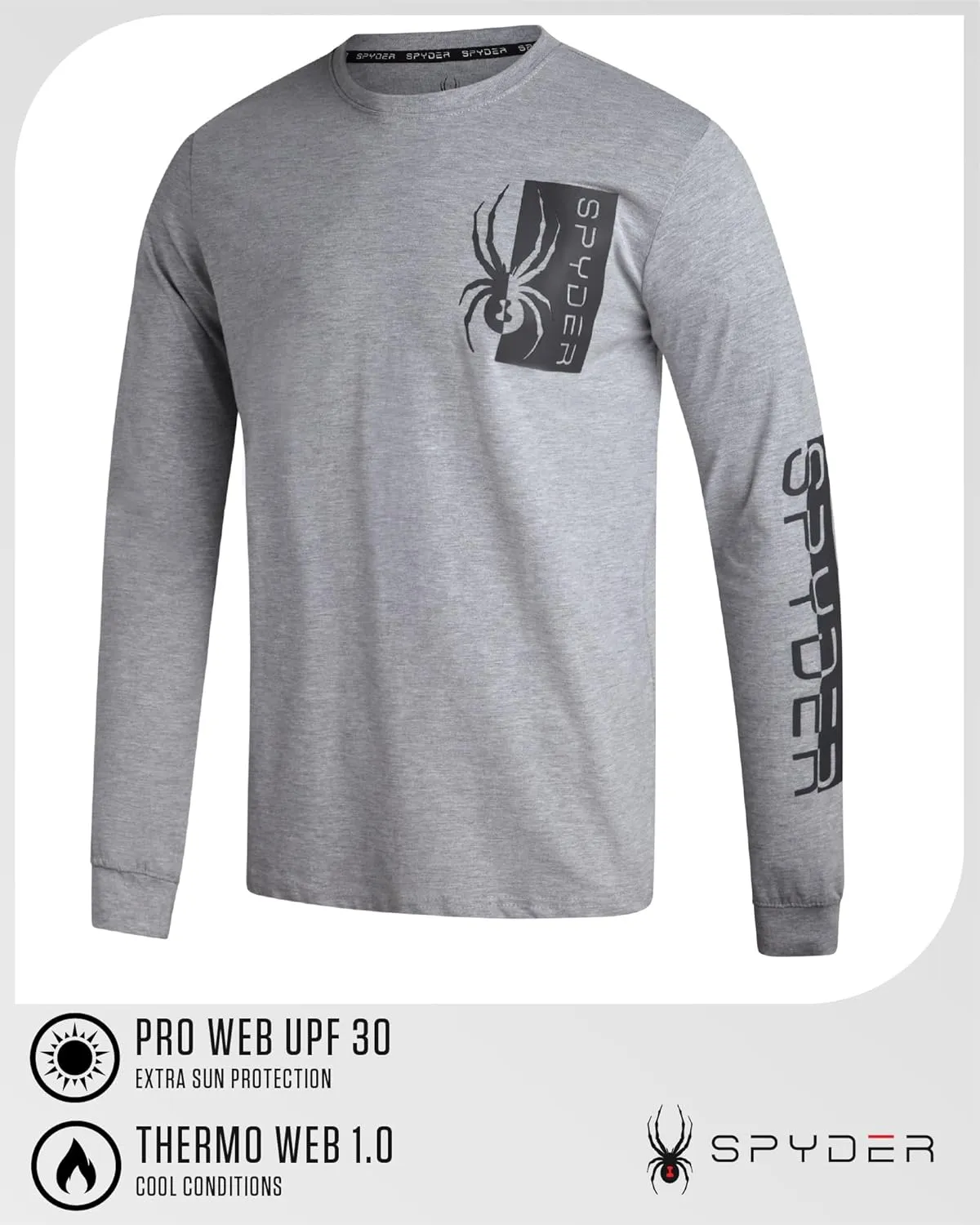 Spyder Men's Long Sleeve Tee Shirts - Mountain Top Printed Crewneck Graphic Tee - Casual Long Sleeve Shirts for Men (S-XXL)
