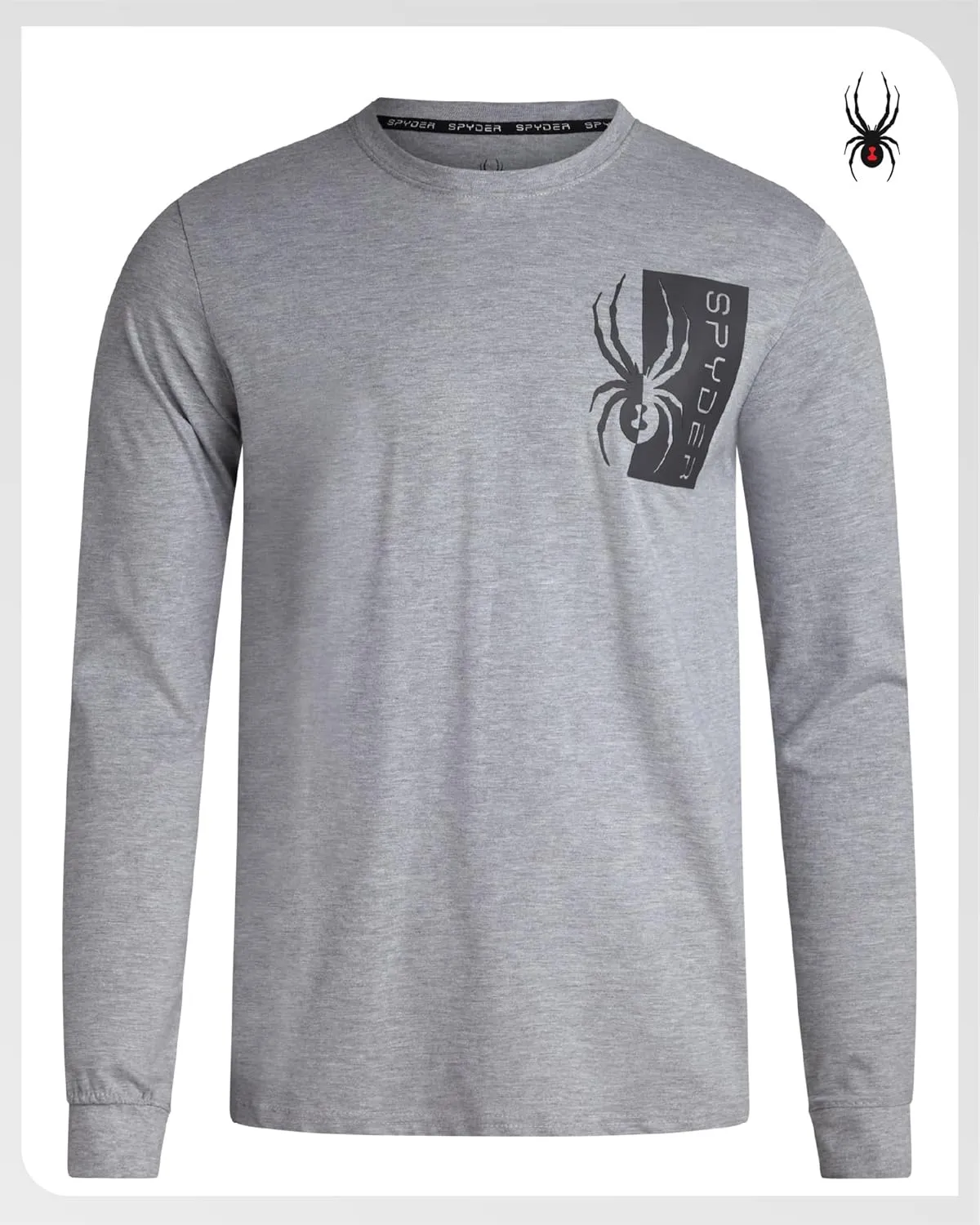 Spyder Men's Long Sleeve Tee Shirts - Mountain Top Printed Crewneck Graphic Tee - Casual Long Sleeve Shirts for Men (S-XXL)