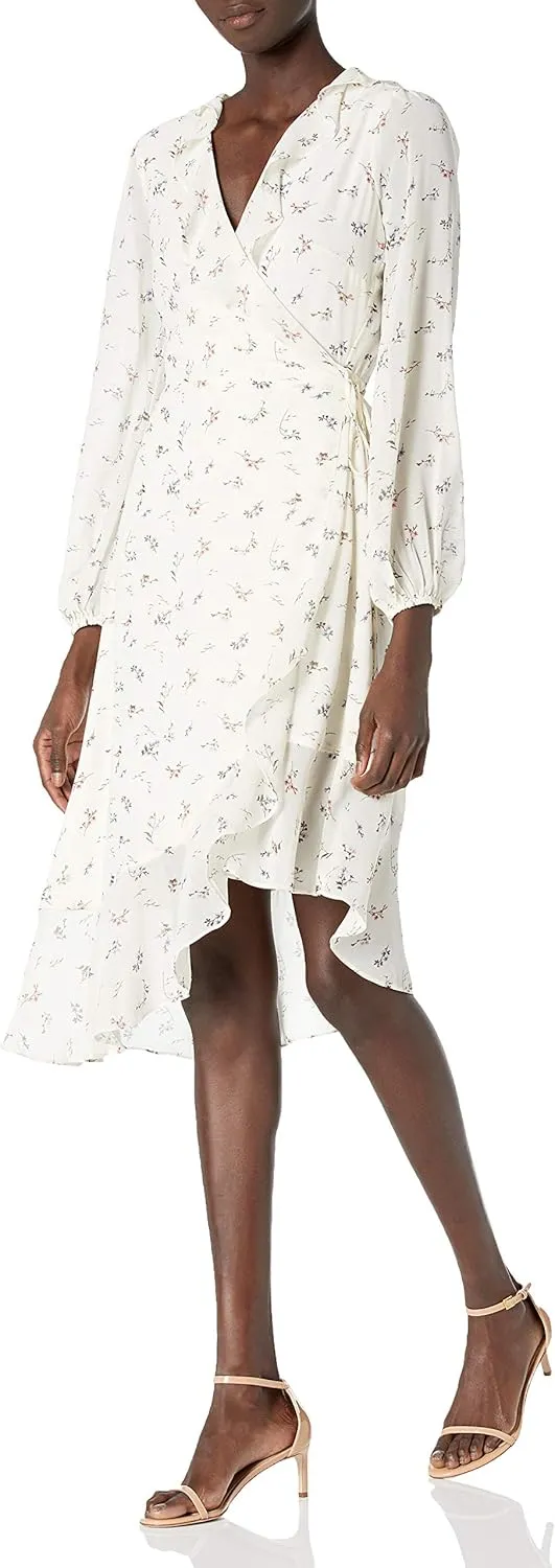 Sugar Lips Women's Love Bird Floral Print Midi Wrap Dress