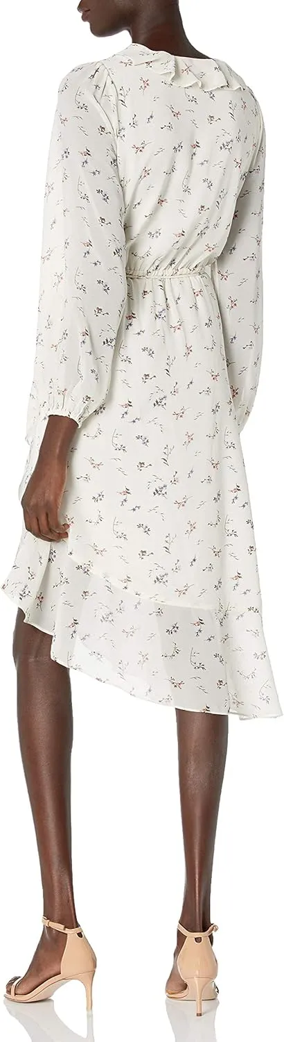 Sugar Lips Women's Love Bird Floral Print Midi Wrap Dress