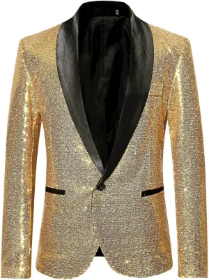 Suit for Men Tuxedo Coat Fashion Sequin Shawl Lapel Blazer Coat Show Dress Coat Dinner Party Wedding Swallowtail