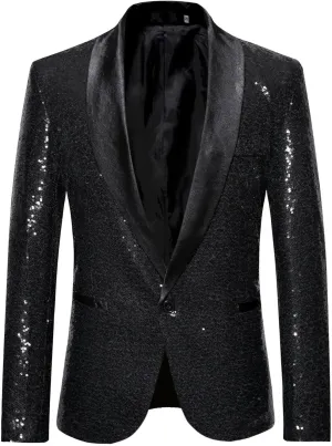 Suit for Men Tuxedo Coat Fashion Sequin Shawl Lapel Blazer Coat Show Dress Coat Dinner Party Wedding Swallowtail