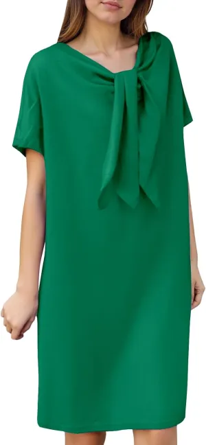 Summer Bohemian Style Blouse Long Skirt for Women Casual V Neck A Line Casual Dresses for Women Below Knee Length