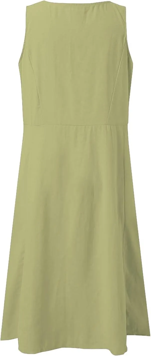 Summer Dresses for Women 2025 Scoop Neck Casual Loose Sleeveless Sundresses Tank Dresses with Pockets