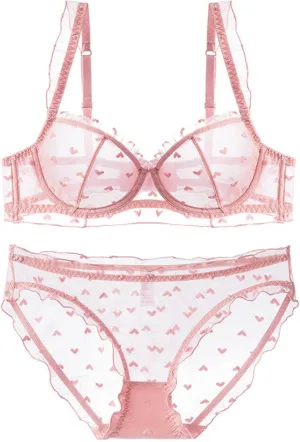 Summer Sheer Lace Bralette  French Style Thin Lingerie for Women Breathable Sexy Brassiere Workout Outfit Set