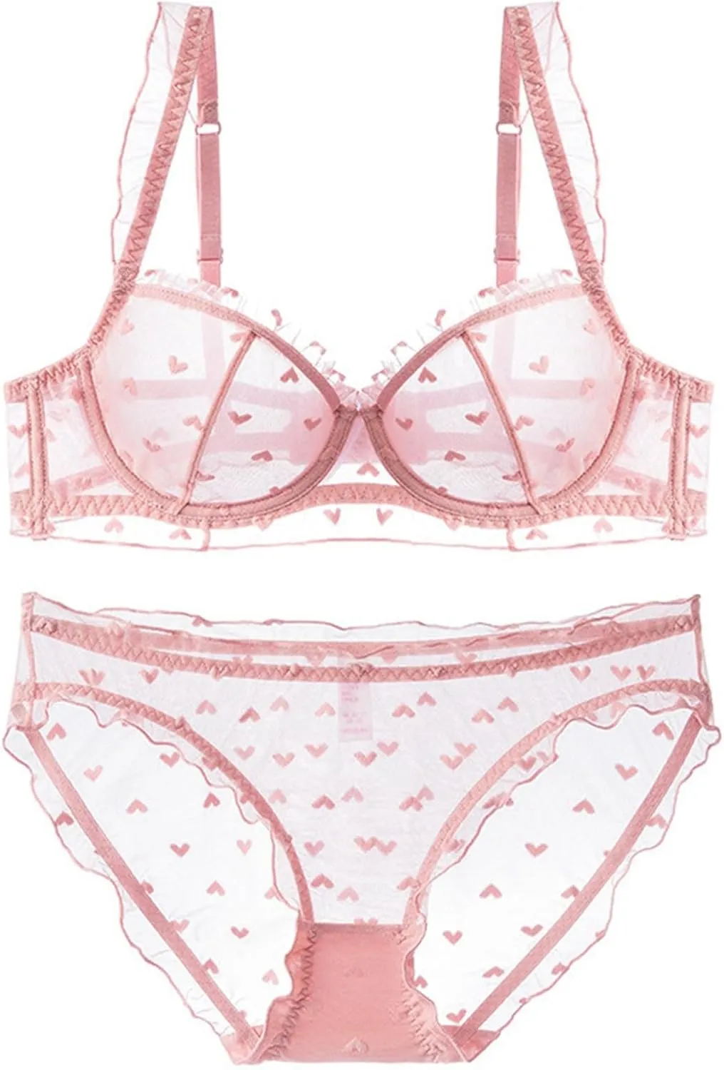 Summer Sheer Lace Bralette  French Style Thin Lingerie for Women Breathable Sexy Brassiere Workout Outfit Set