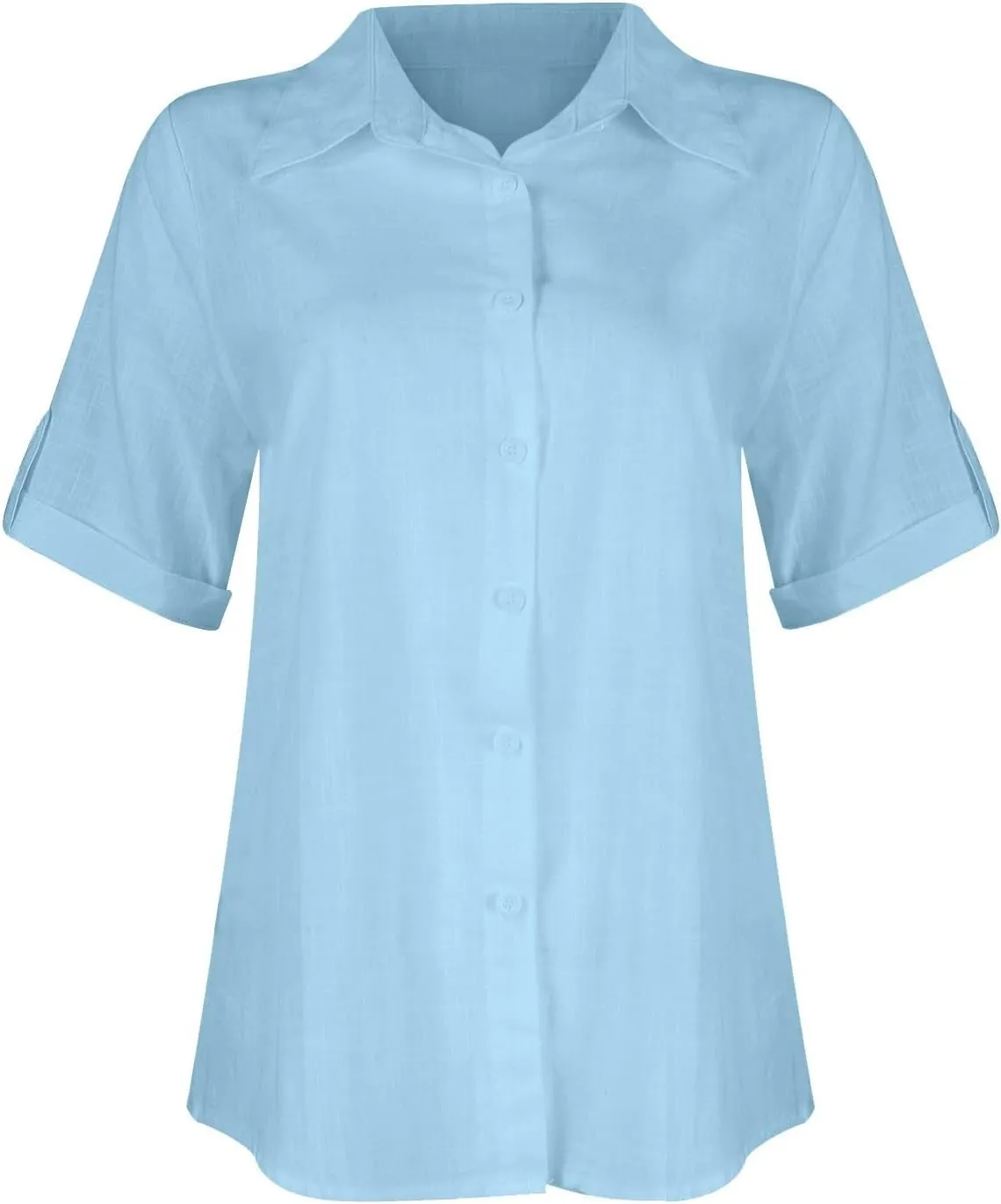 Summer Shirts for Women V Neck Short Sleeve Casual Loose Tees Lapel Button Down Tops 2025 Trending Now