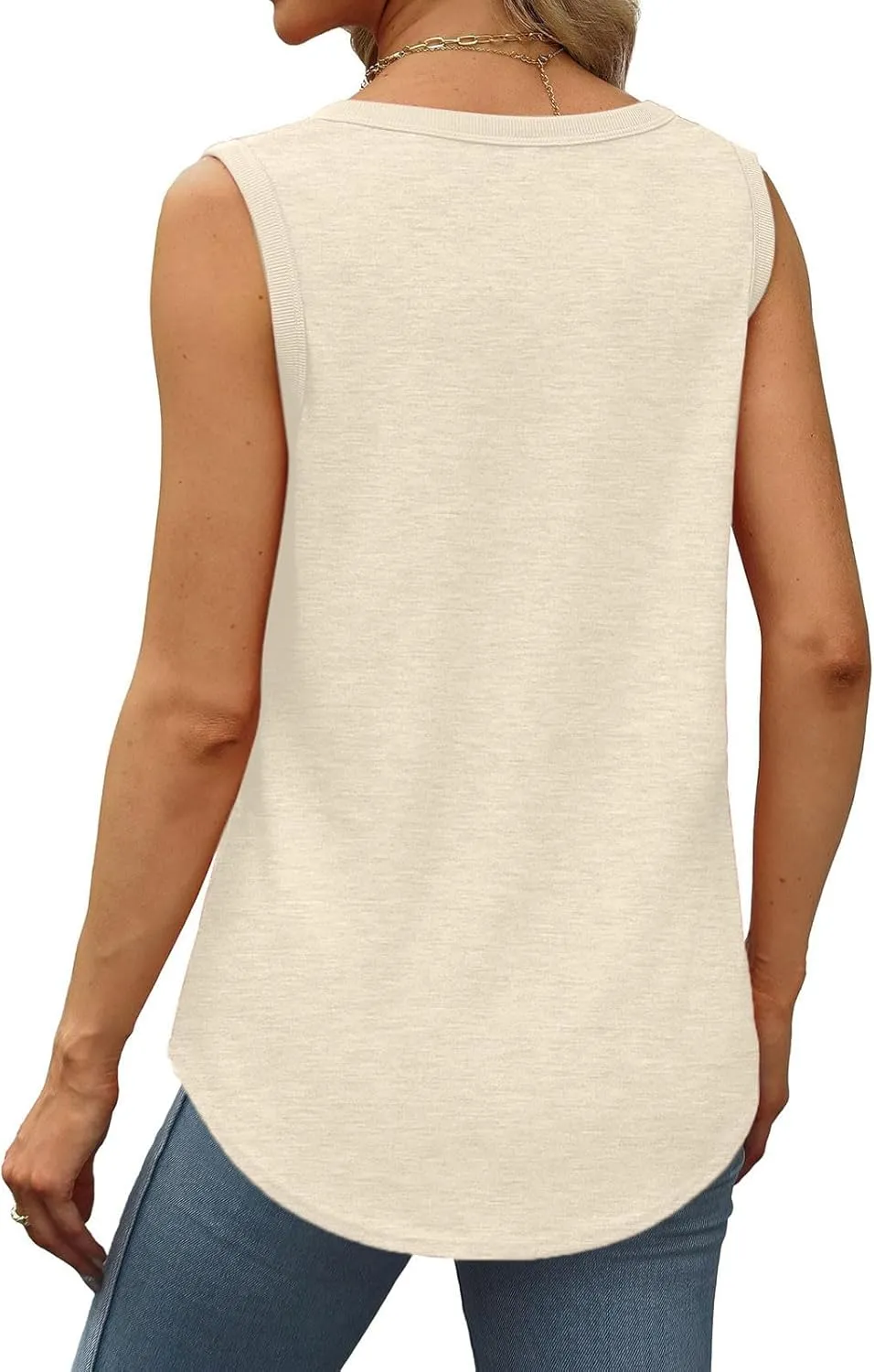 Summer Tank Top for Women Sleeveless Cotton Tee Shirts Loose Crew Neck Casual Shirt Oversized Workout Tank Top 2025