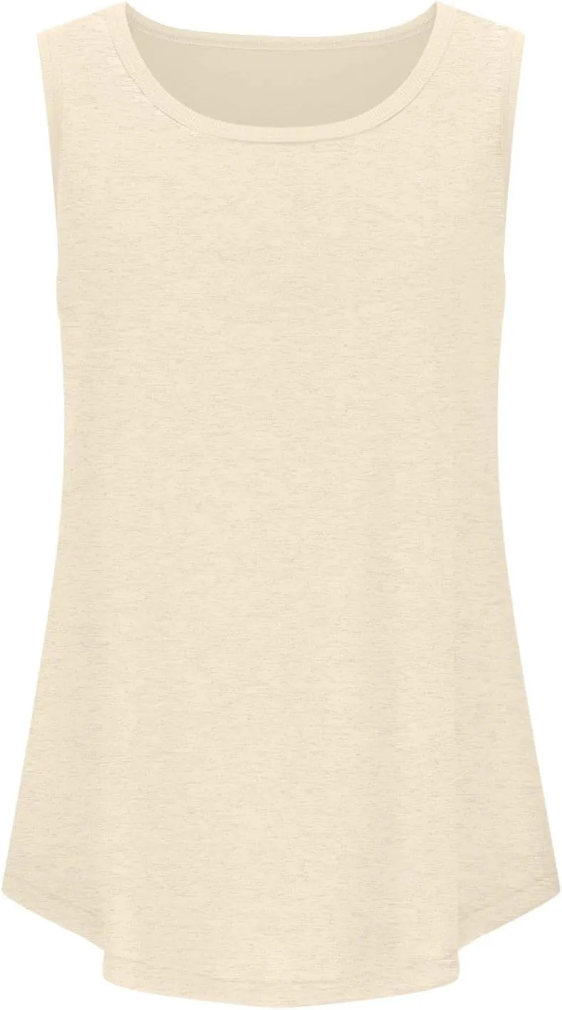Summer Tank Top for Women Sleeveless Cotton Tee Shirts Loose Crew Neck Casual Shirt Oversized Workout Tank Top 2025